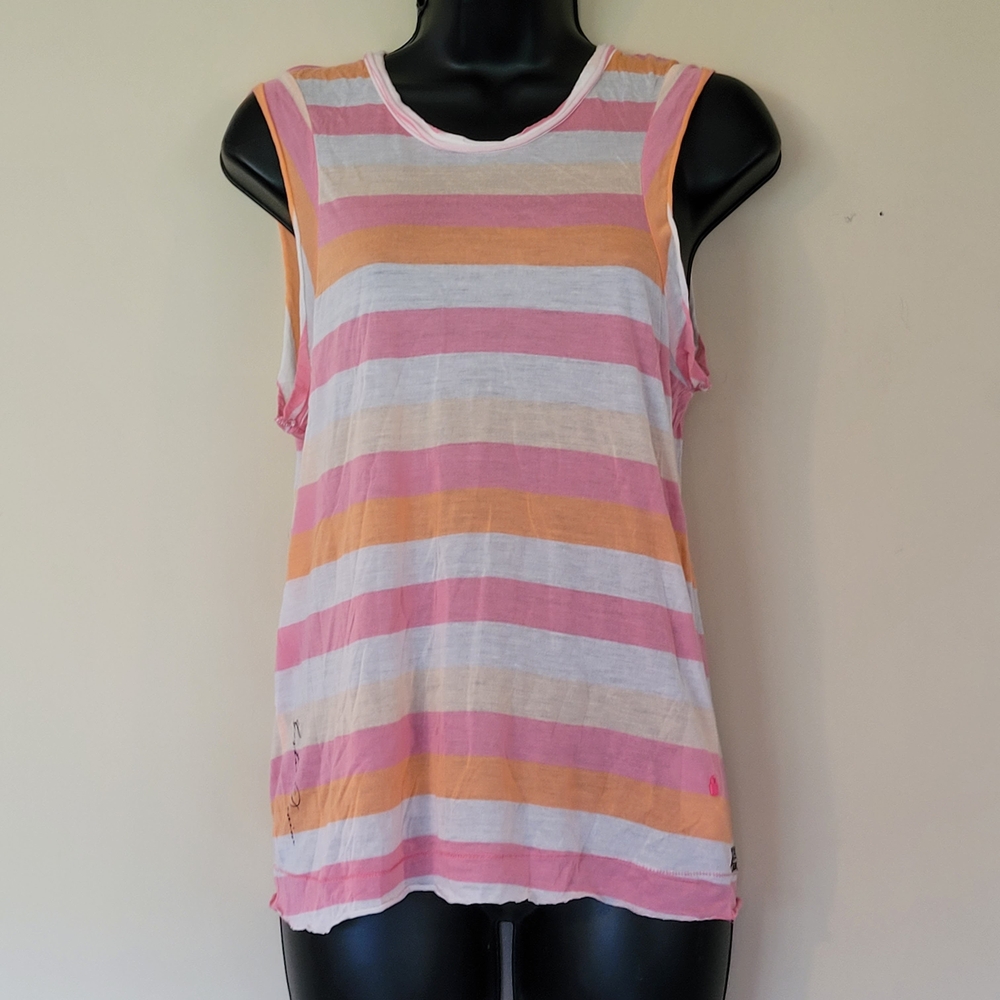 G-Star Striped Sleeveless Top - Pink, Orange, White